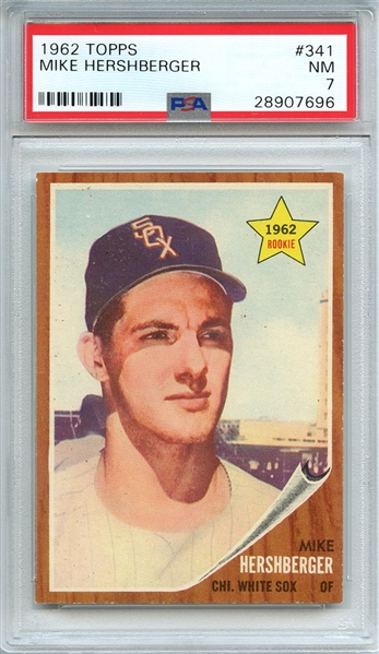 1962 TOPPS 341 MIKE HERSHBERGER PSA NM 7