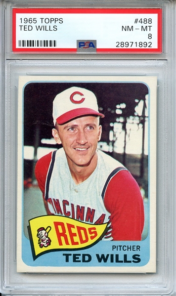 1965 TOPPS 488 TED WILLS PSA NM-MT 8