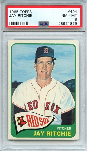 1965 TOPPS 494 JAY RITCHIE PSA NM-MT 8