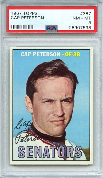 1967 TOPPS 387 CAP PETERSON PSA NM-MT 8
