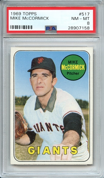 1969 TOPPS 517 MIKE McCORMICK PSA NM-MT 8