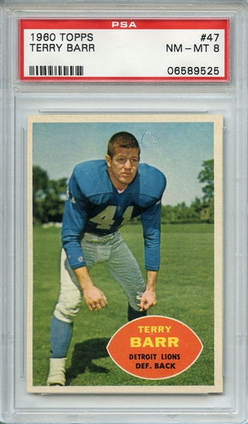 1960 TOPPS 47 TERRY BARR PSA NM-MT 8