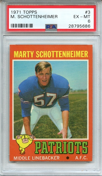 1971 TOPPS 3 M. SCHOTTENHEIMER PSA EX-MT 6