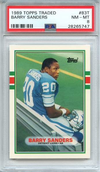1989 TOPPS TRADED 83T BARRY SANDERS PSA NM-MT 8
