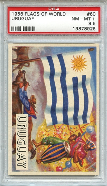 1956 FLAGS OF WORLD 60 URUGUAY PSA NM-MT+ 8.5