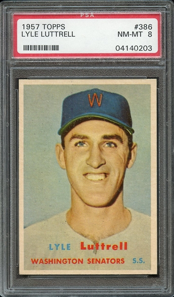 1957 TOPPS 386 LYLE LUTTRELL PSA NM-MT 8