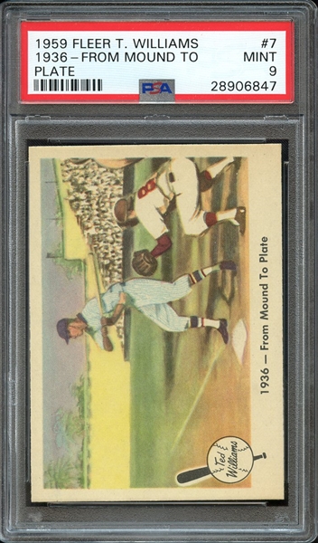 1959 FLEER TED WILLIAMS 7 1936-FROM MOUND TO PLATE PSA MINT 9