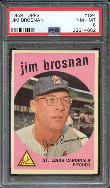 1959 TOPPS 194 JIM BROSNAN PSA NM-MT 8