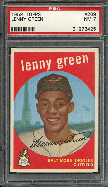 1959 TOPPS 209 LENNY GREEN PSA NM 7