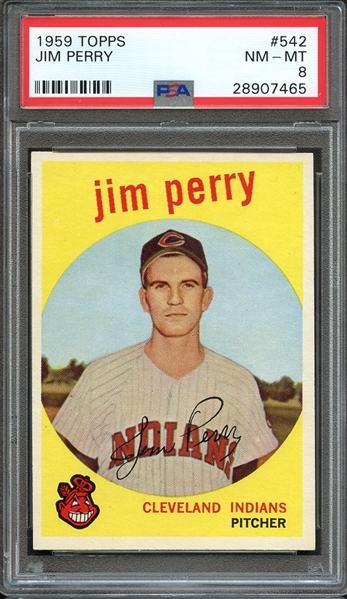 1959 TOPPS 542 JIM PERRY PSA NM-MT 8
