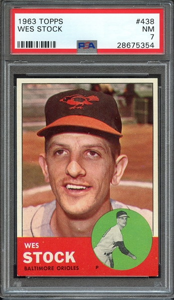 1963 TOPPS 438 WES STOCK PSA NM 7