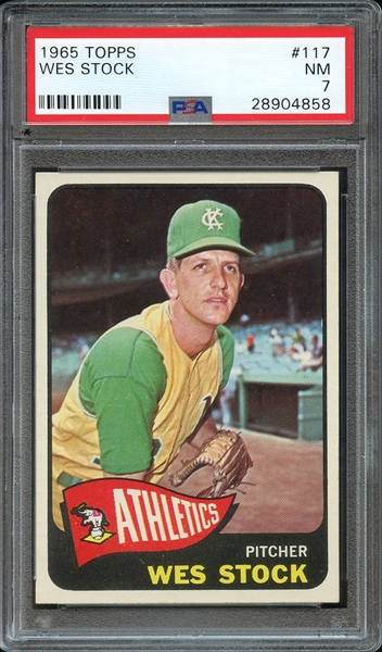 1965 TOPPS 117 WES STOCK PSA NM 7