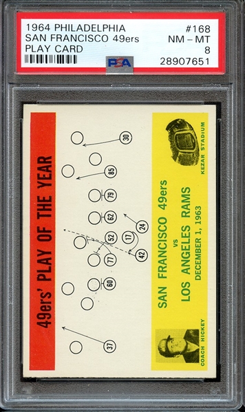 1964 PHILADELPHIA 168 SAN FRANCISCO 49ers PLAY CARD PSA NM-MT 8