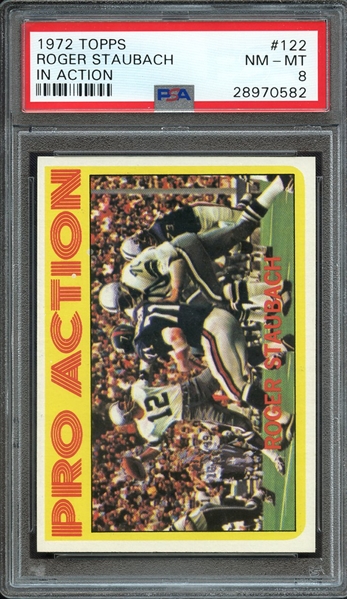 1972 TOPPS 122 ROGER STAUBACH IN ACTION PSA NM-MT 8
