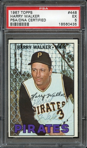 HARRY WALKER SIGNED 1967 TOPPS BASEBALL CARD PSA/DNA