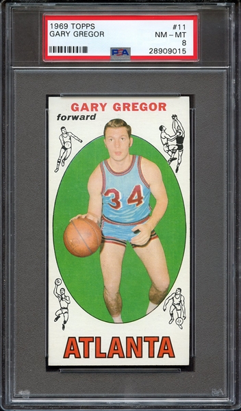 1969 TOPPS 11 GARY GREGOR PSA NM-MT 8
