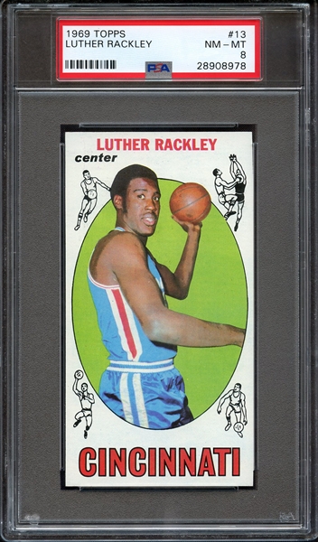 1969 TOPPS 13 LUTHER RACKLEY PSA NM-MT 8