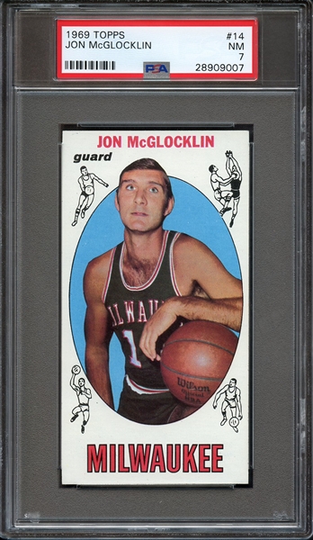 1969 TOPPS 14 JON McGLOCKLIN PSA NM 7