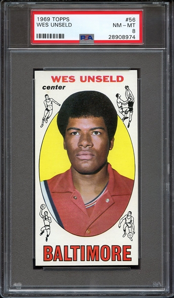 1969 TOPPS 56 WES UNSELD PSA NM-MT 8