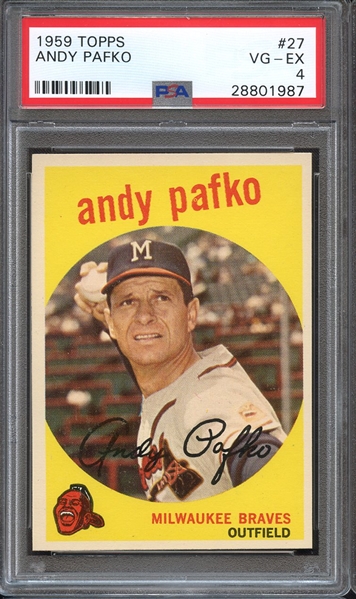 1959 TOPPS 27 ANDY PAFKO PSA VG-EX 4