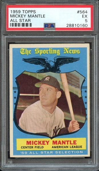 1959 TOPPS 564 MICKEY MANTLE ALL STAR PSA EX 5