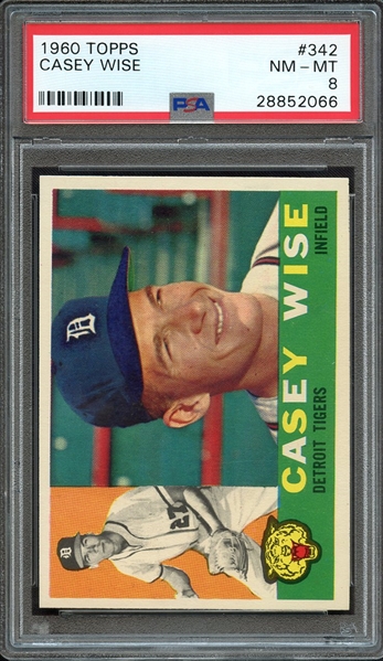 1960 TOPPS 342 CASEY WISE PSA NM-MT 8