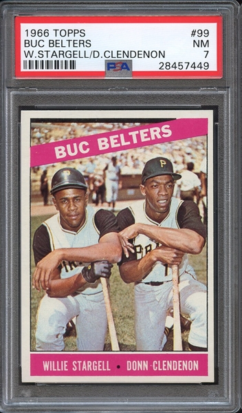 1966 TOPPS 99 BUC BELTERS W.STARGELL/D.CLENDENON PSA NM 7
