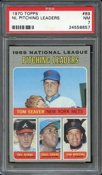 1970 TOPPS 69 NL PITCHING LEADERS PSA NM 7
