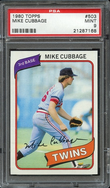 1980 TOPPS 503 MIKE CUBBAGE PSA MINT 9