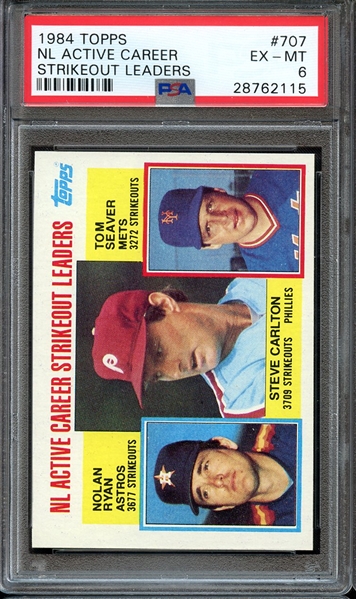 1984 TOPPS 707 NL ACTIVE CAREER STRIKEOUT LEADERS PSA EX-MT 6