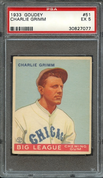 1933 GOUDEY 51 CHARLIE GRIMM PSA EX 5