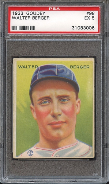 1933 GOUDEY 98 WALTER BERGER PSA EX 5
