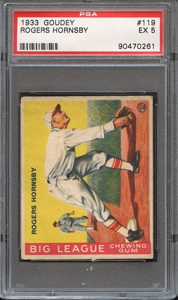 1933 GOUDEY 119 ROGERS HORNSBY PSA EX 5