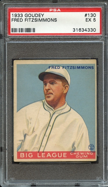 1933 GOUDEY 130 FRED FITZSIMMONS PSA EX 5