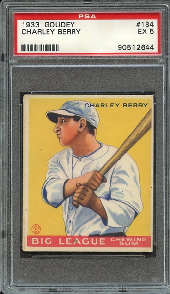1933 GOUDEY 184 CHARLEY BERRY PSA EX 5