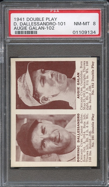 1941 DOUBLE PLAY D. DALLESSANDRO-101 AUGIE GALAN-102 PSA NM-MT 8