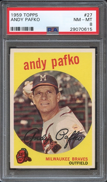 1959 TOPPS 27 ANDY PAFKO PSA NM-MT 8