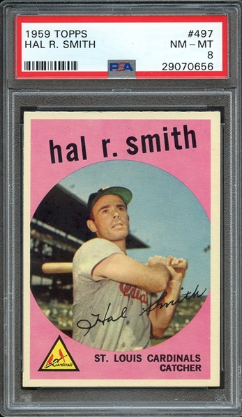 1959 TOPPS 497 HAL R. SMITH PSA NM-MT 8