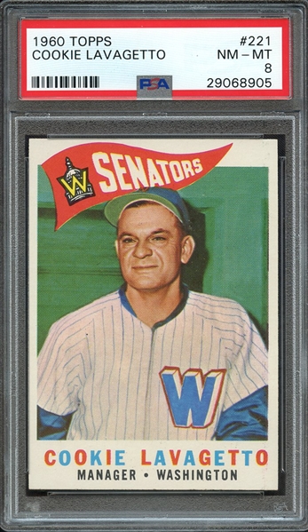 1960 TOPPS 221 COOKIE LAVAGETTO PSA NM-MT 8