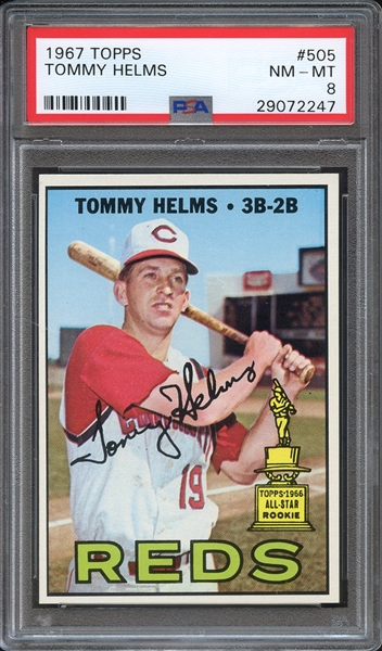 1967 TOPPS 505 TOMMY HELMS PSA NM-MT 8