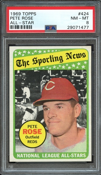 1969 TOPPS 424 PETE ROSE ALL-STAR PSA NM-MT 8