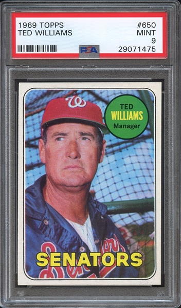 1969 TOPPS 650 TED WILLIAMS PSA MINT 9