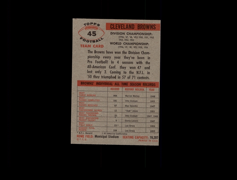 1956 Topps 45 Cleveland Browns VG-EX #D679791