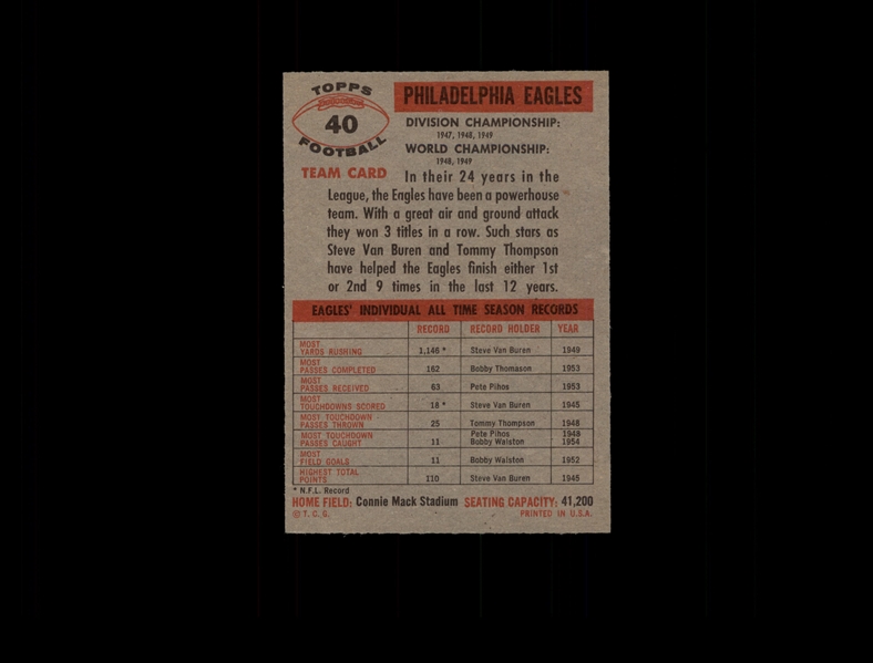 1956 Topps 40 Philadelphia Eagles NM #D693113