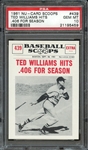 1961 NU-CARD SCOOPS 439 TED WILLIAMS HITS .406 FOR SEASON PSA GEM MT 10