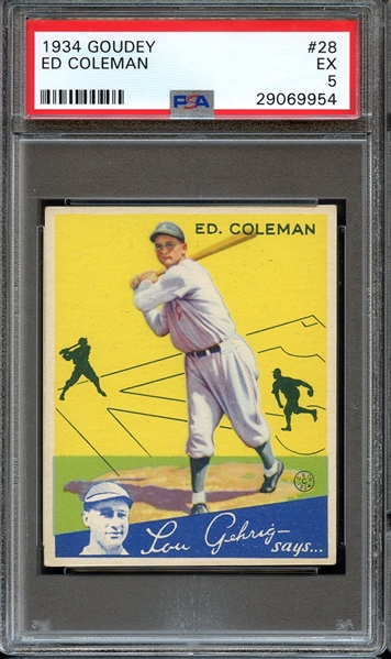1934 GOUDEY 28 ED COLEMAN PSA EX 5