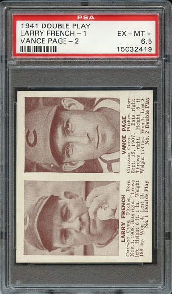 1941 DOUBLE PLAY LARRY FRENCH-1 VANCE PAGE-2 PSA EX-MT+ 6.5