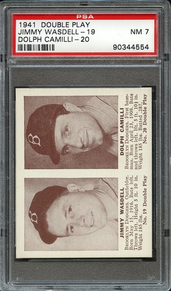 1941 DOUBLE PLAY JIMMY WASDELL-19 DOLPH CAMILLI-20 PSA NM 7