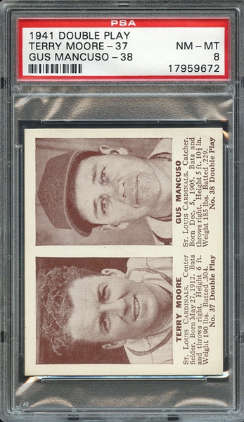 1941 DOUBLE PLAY TERRY MOORE-37 GUS MANCUSO-38 PSA NM-MT 8