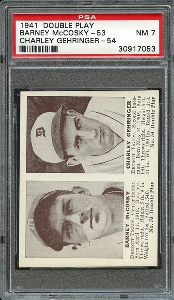 1941 DOUBLE PLAY BARNEY McCOSKY-53 CHARLEY GEHRINGER-54 PSA NM 7